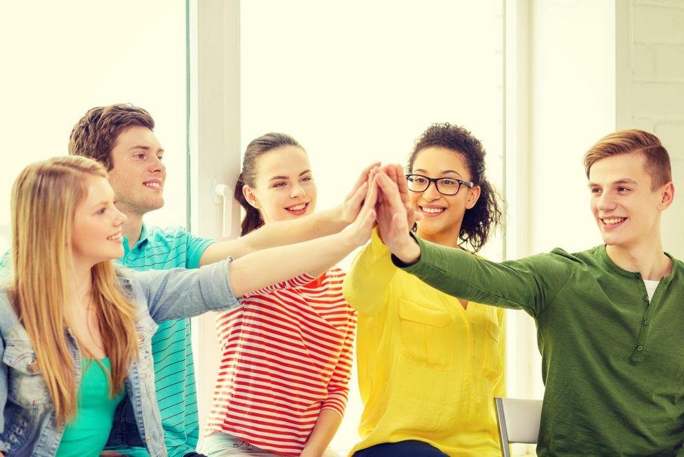 A group of students