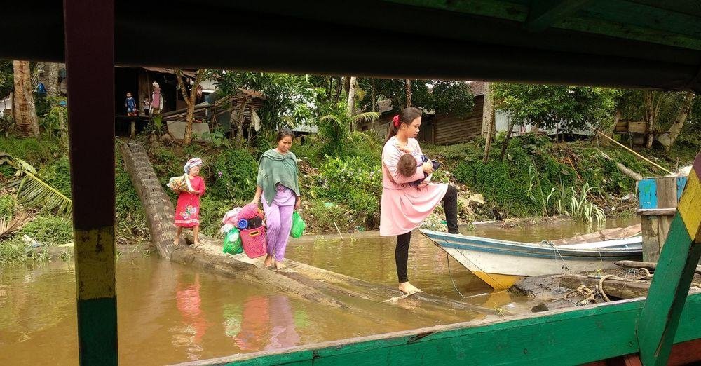 People on the river