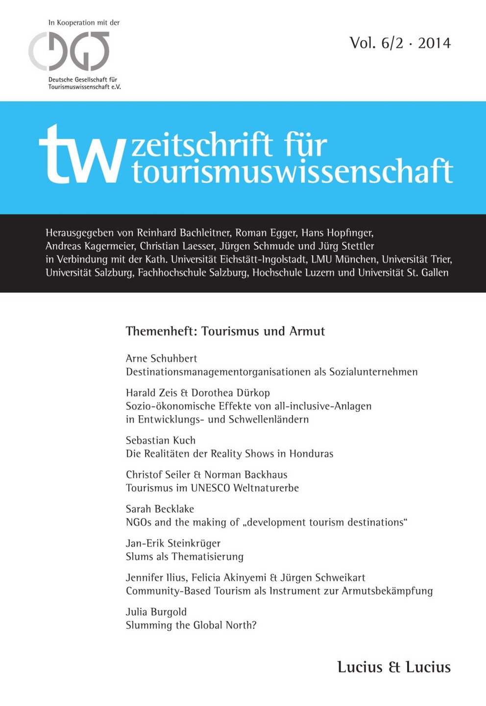 (2014) "Tourismus und Armut" Zeitschrift für Tourismuswissenschaft Vol. 6/2 · 2014