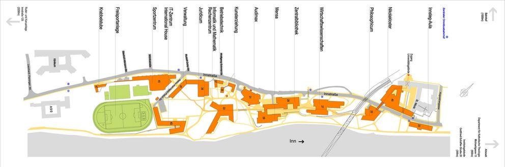 Lageplan der Universität Passau