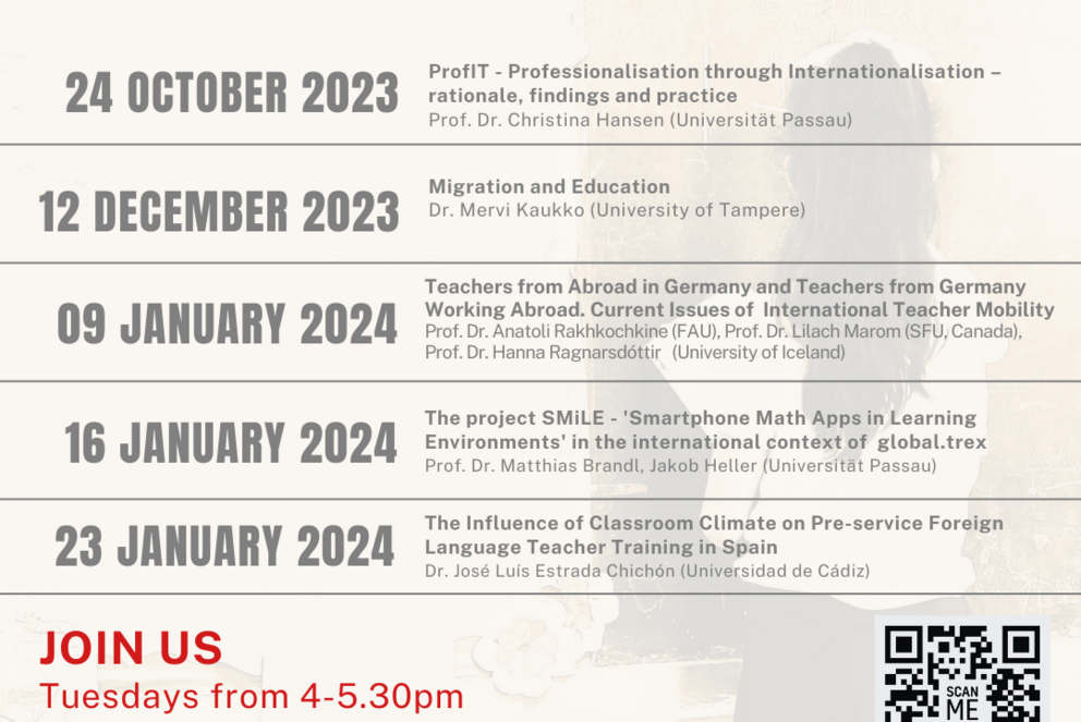Programm Universitätsübergreifende Ringvorlesung zu globalen Entwicklungen in der Lehrkräftebildung WS 2023/2024