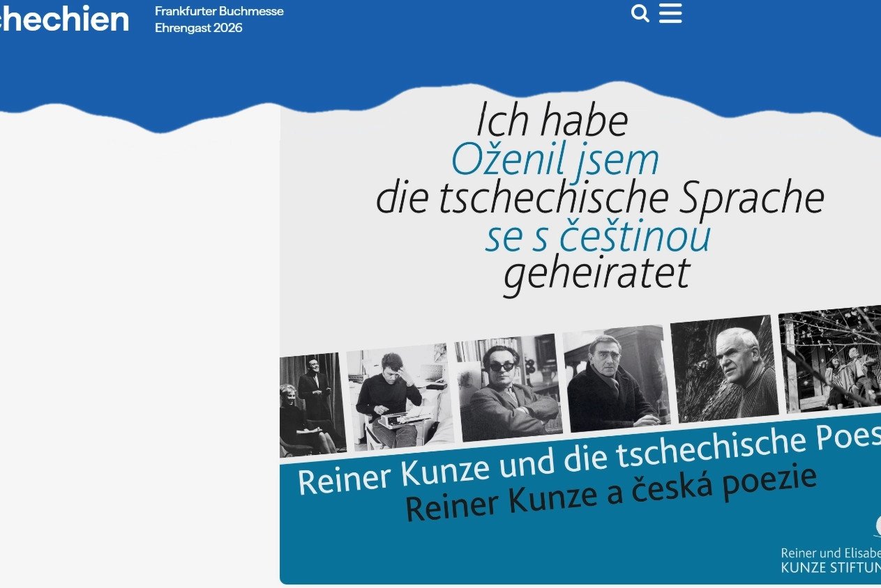 Programmank&uuml;ndigung zur Wanderausstellung "Ich habe die tschechische Sprache geheiratet" im kulturellen Begleitprogramm des Gastlandes Tschechien der Frankfurter Buchmesse 2026