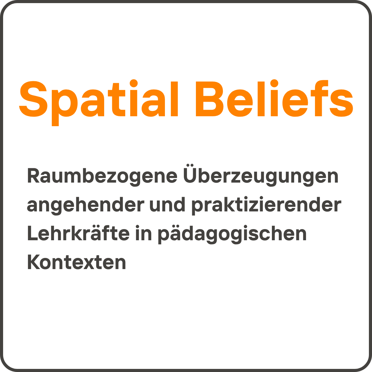 Spatial Beliefs: Raumbezogene Überzeugungen angehender und praktizierender Lehrkräfte in pädagogischen Kontexten